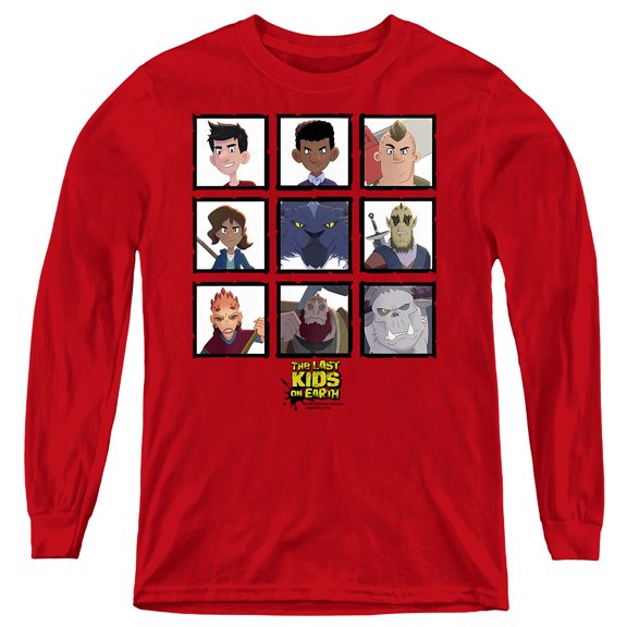 Last Kids on Earth Last Kids Squares Youth Long Sleeve T Shirt, Red, X-Large