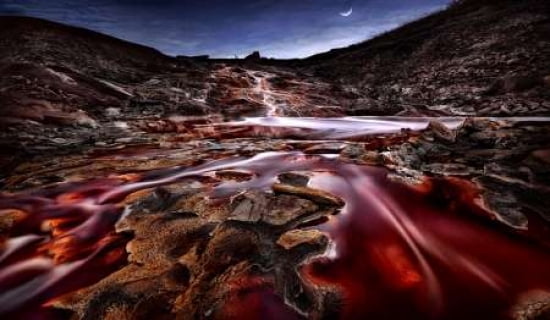 Last Lights In Rio Tinto Iii (Red River) Canvas Art - Jesus M Garcia (12 x 18)
