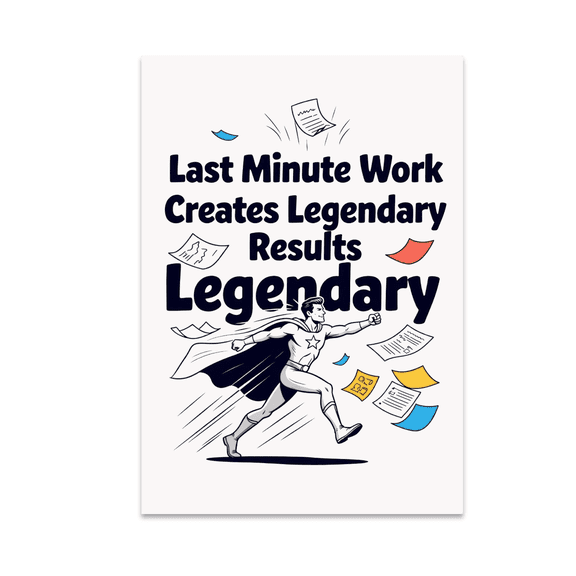 Last Minute Work Creates Legendary Results - Deadline Survivor - 13x19 Poster Print