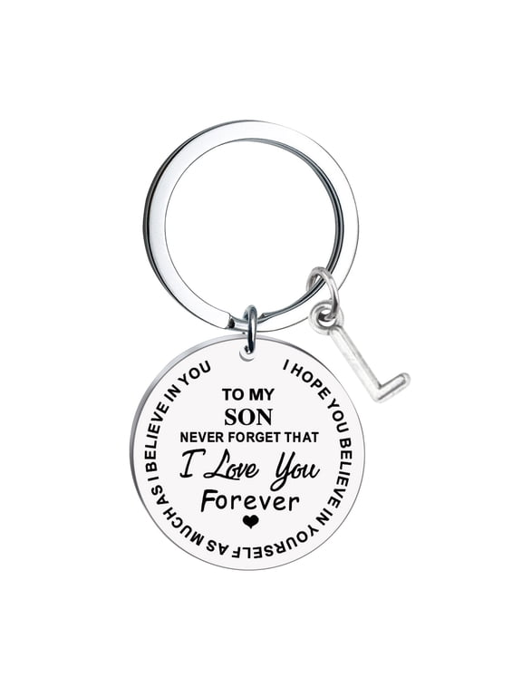 Last Name Keychain for Men, Usavan Stainless Steel Personalized Letter Keychain, Custom 26 Letter Keychain for Boys Gifts