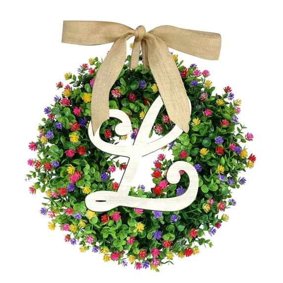 Last Name Welcome Sign for Front Door Porch Decor, Farmhouse Wreath Wall Decor Outside All Season, Round Wooden Hanging Housewarming Gift - L,14.17inch