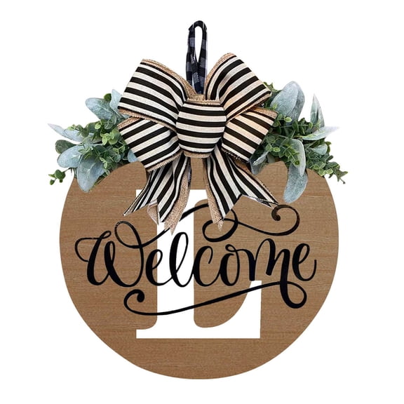 Last Name Wreaths for Front Door, Personalized Welcome Sign for Front Door,Wreath Front Door 26 Letter, Year-Round Front Door Sign with Wreath and Bow, Spring Wreaths FOR Wall, Window, Porch Decor