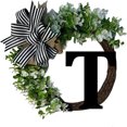 thumbnail image 1 of Last Name Year Round Front Door Wreath with Bow,Welcome Signs Garland,Personalized Creative 26 Letter Farmhouse Wreath for Door,Monogram Initial Letter Wreaths,Spring Summer Green Wreath 14", 1 of 9
