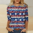 thumbnail image 1 of Last Order Placed By Me 4Th of July Shirts for Women 3/4 Sleeve American Flag Shirt Usa Patriotic T-Shirt Stras Striped Summer Fashion Tops Tunic Crew Neck Blouses Return Items On My Online Purchase, 1 of 5
