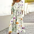 thumbnail image 1 of Last Order Placed By Me Summer Dresses for Women 2025 Vacation Half Sleeve Fashion Casual Floral Dress Flowy A Line Maxi Dress Crew Neck Boho Beach Sundress with Pockets Items At, 1 of 6