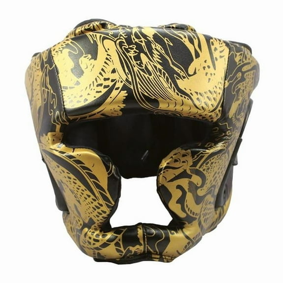 Last Punch 14222 3D Printed Heavy Duty Cheek Protection Training Boxing Headgear - Black & Gold