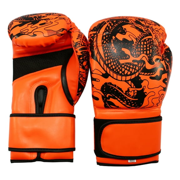 Last Punch 14220 14 oz 3D Printed Pro Style Training Sparring Boxing Gloves - Orange & Black