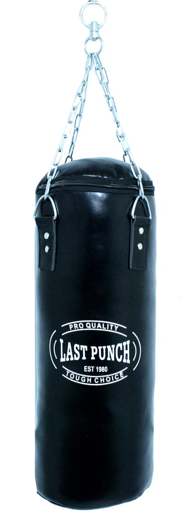 Last Punch Heavy Duty Black Filled Boxing Punching Bag-Medium With Chains