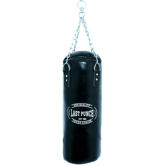 Last Punch Heavy Duty Black Filled Boxing Punching Bag-Medium With Chains