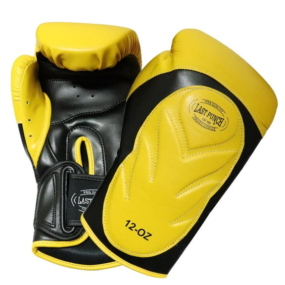 Last Punch 13774 12 oz Pro Style Training Sparring Boxing Gloves - Yellow & Black
