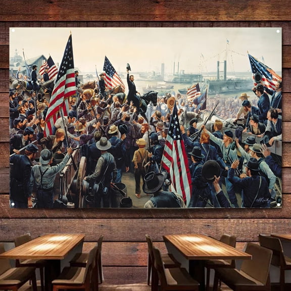 Last Rebel stronghold before Vicksburg Tapestry Wall Art Decor Banner American Civil War Posters and Prints Wall Hanging Flag Vintage Canvas Painting Home Decoration,38X57 inches