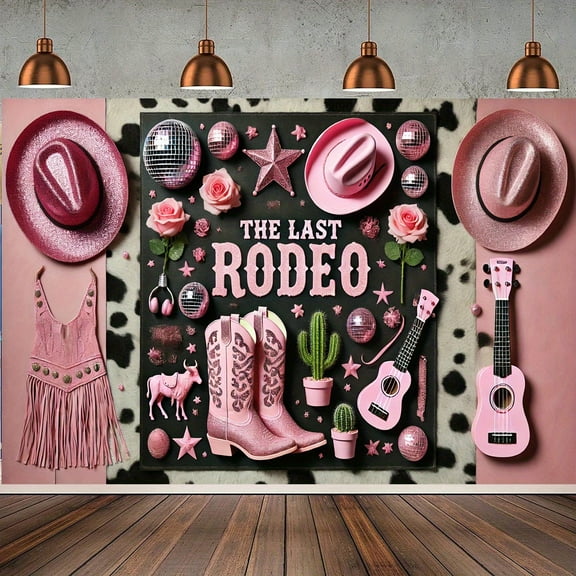 Last Rodeo Bachelorette Backdrop Little Cowgirl 1st Happy Birthday Photography Background Pink Roses Cowboy Hats Boots Cacti Star Bachelorette Bridal Shower Party Decorations Banner Photo Booth Props
