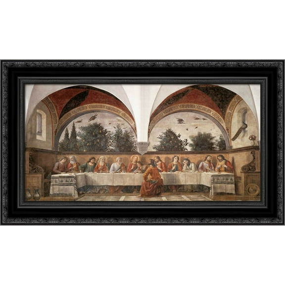 Last Supper 24x17 Black Ornate Wood Framed Canvas Art by Ghirlandaio, Domenico