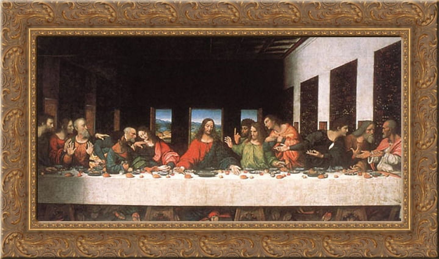 Last Supper 24x17 Gold Ornate Wood Framed Canvas Art by Da Vinci ...