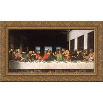 Last Supper 24x17 Gold Ornate Wood Framed Canvas Art by Da Vinci, Leonardo