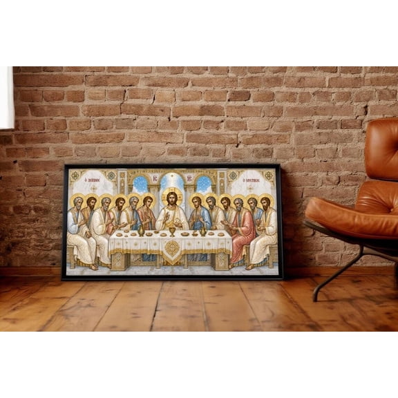Last Supper Byzantine Orthodox Icon, Unframed Paper Poster 8x10in