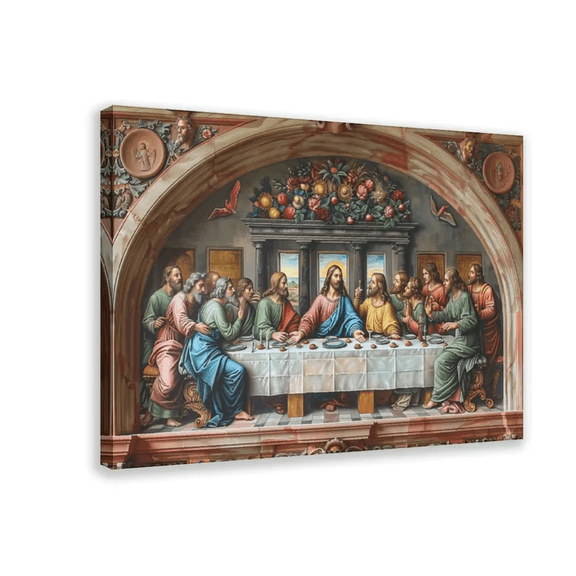 The Last Supper Christian Canvas Wall Art, Bible Verse Scripture Print, Inspirational Religious Wall Decor Gift