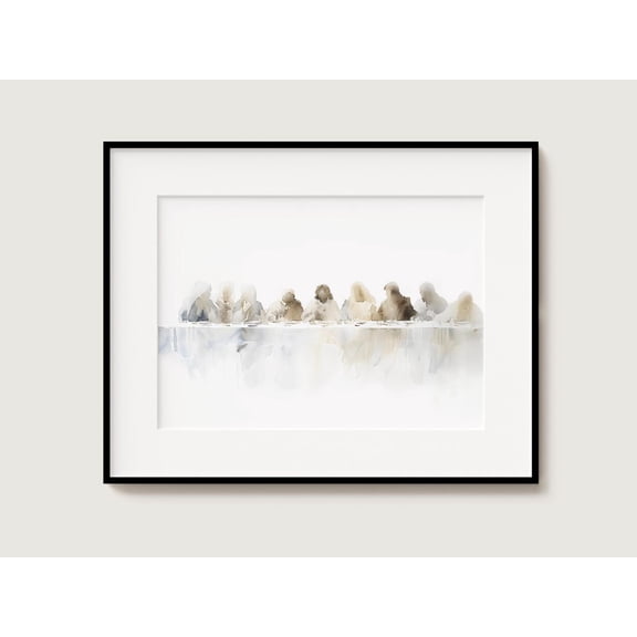 Last Supper Landscape Christian Wall Art Horizontal Print Abstract Modern Jesus Minimalist Artwork Print, Unframed Paper Poster 8x10in