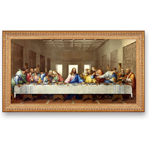 The Last Supper by Leonardo Da Vinci The World Classic Art Reproductions, Giclee Prints Framed Wall Art for Home Decor, Image Size:36x18 inches, Framed Size:40.5x22.5 inchs