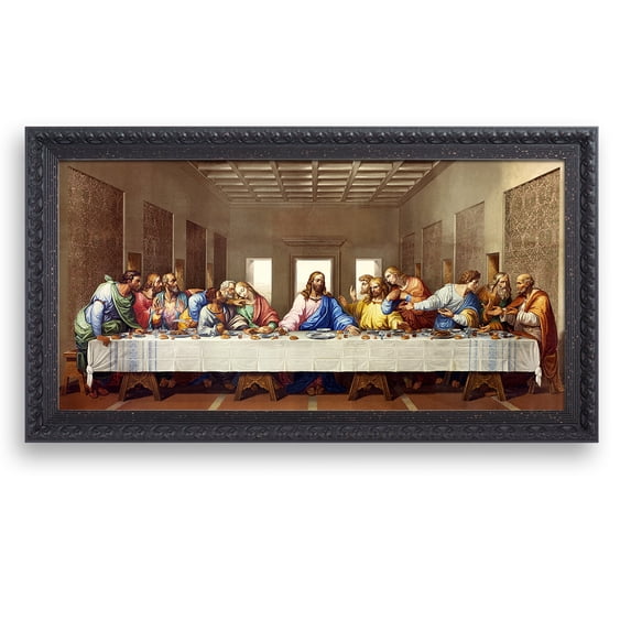 The Last Supper by Leonardo Da Vinci The World Classic Art Reproductions,Giclee Prints Framed WallArt for Home Decor,Image Size:24x12 inches,Black ART Framed Size:26.75x14.5 inchs
