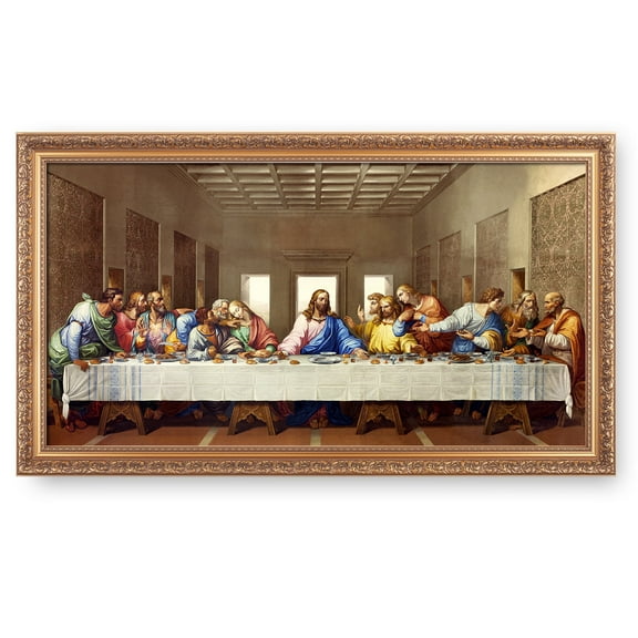 The Last Supper by Leonardo Da Vinci The World Classic Art Reproductions,Giclee Prints Framed WallArt for Home Decor,Image Size:30x16 inches,Gold Art Framed Size:32.75x18.5 inchs