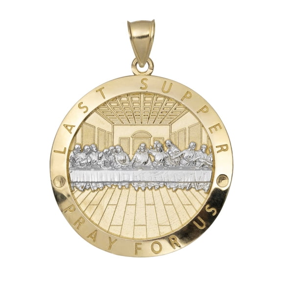 Last Supper Medallion Pendant Unisex Adult 10K Yellow White Gold, All Sizes - Goldum NYC