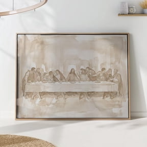 Last Supper Neutral Beige Print, Unframed Paper Poster 8x10in