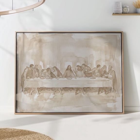 Last Supper Neutral Beige Print, Unframed Paper Poster 8x10in