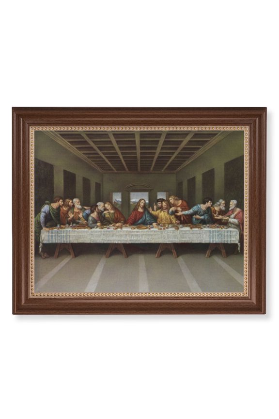 Last Supper Picture Framed Wall Art Decor, Extra Large, Classic Dark Walnut Finished Frame with Gold Beaded Lip