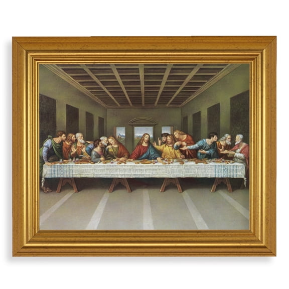 Last Supper Picture Framed Wall Art Decor, Large, Antique Gold-Leaf Classic Frame