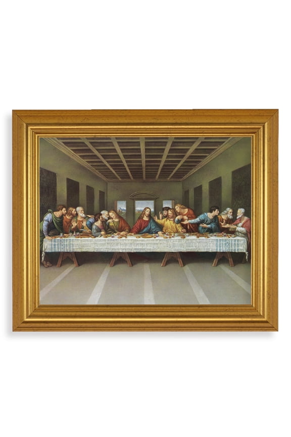Last Supper Picture Framed Wall Art Decor, Large, Antique Gold-Leaf Classic Frame