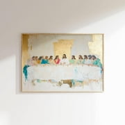 Last Supper Poster Watercolor J-e-sus Canvas Print Painting Farmhouse Wall Art for Home Bedroom Livingroom Christian Wall Decor Unframed
