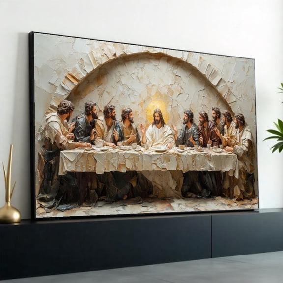 Last Supper Print, Jesus With Disciples Wall Art, Unframed Paper Poster 8x10in