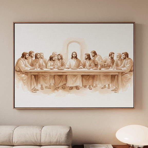 Last Supper Wall Art, Jesus Christian Poster, Minimalist Vintage Farmhouse Decor