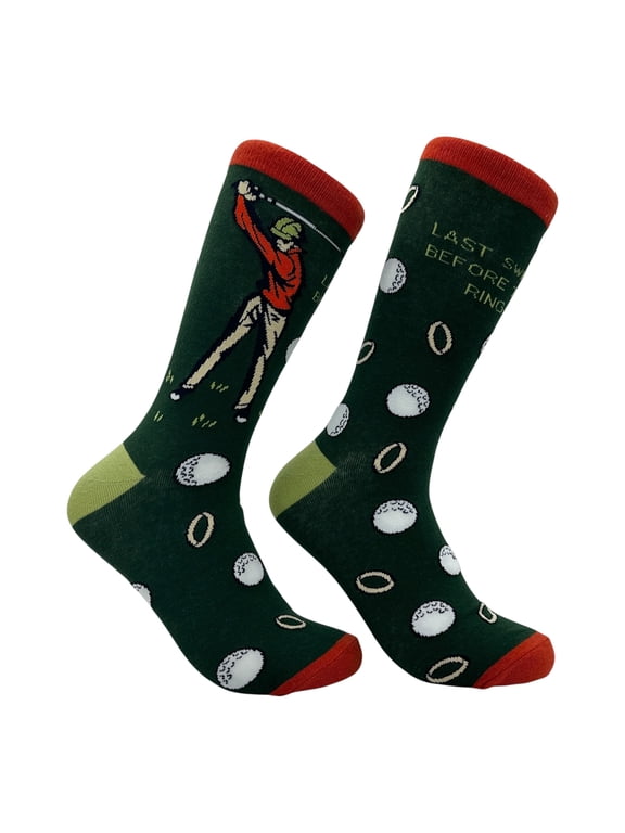 Last Swing Before The Ring Socks Funny Sarcastic Golfing Graphic Novelty Footwear for Men