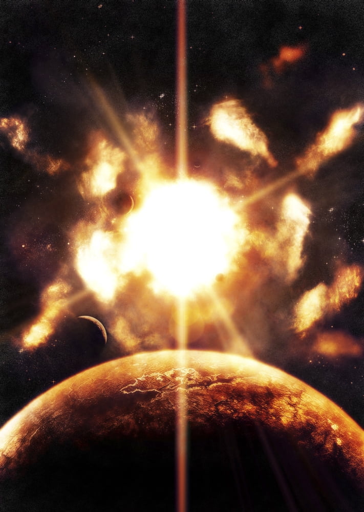 Last moment on Earth as our Sun exploded just seconds ago Canvas Art - Tomasz DabrowskiStocktrek Images (12 x 17)