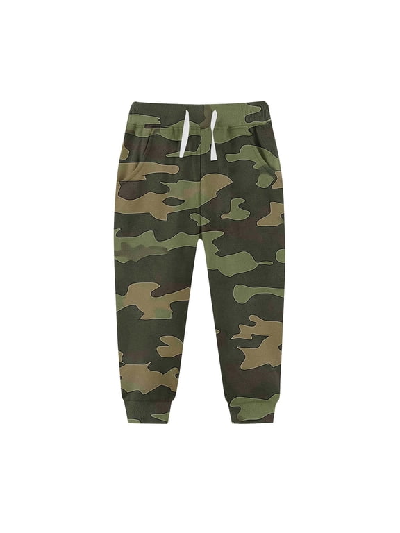Cargo Sweatpants for Girls High Rise Baggy Drawstring Camo Print Sports Joggers Pants Green Size 2