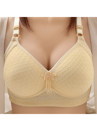Ladies Summer Cotton Bras Thin Cup Underwear Full Coverage Sleep Bralette  Comfort T-Shirt Bra for Fat Women (Color : Apricot, Size : 75/34C)