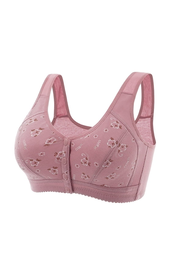 Daisy Bra for Seniors, Womens Bras Comfortable No Underwire Front Closure Bra Crop Top Push up Full Coverage Bralette