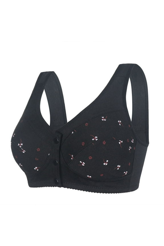 Front-Close Bras for Women Boho Floral Print Push up Bras Large Bust Strappy Full Coverage Bralettes