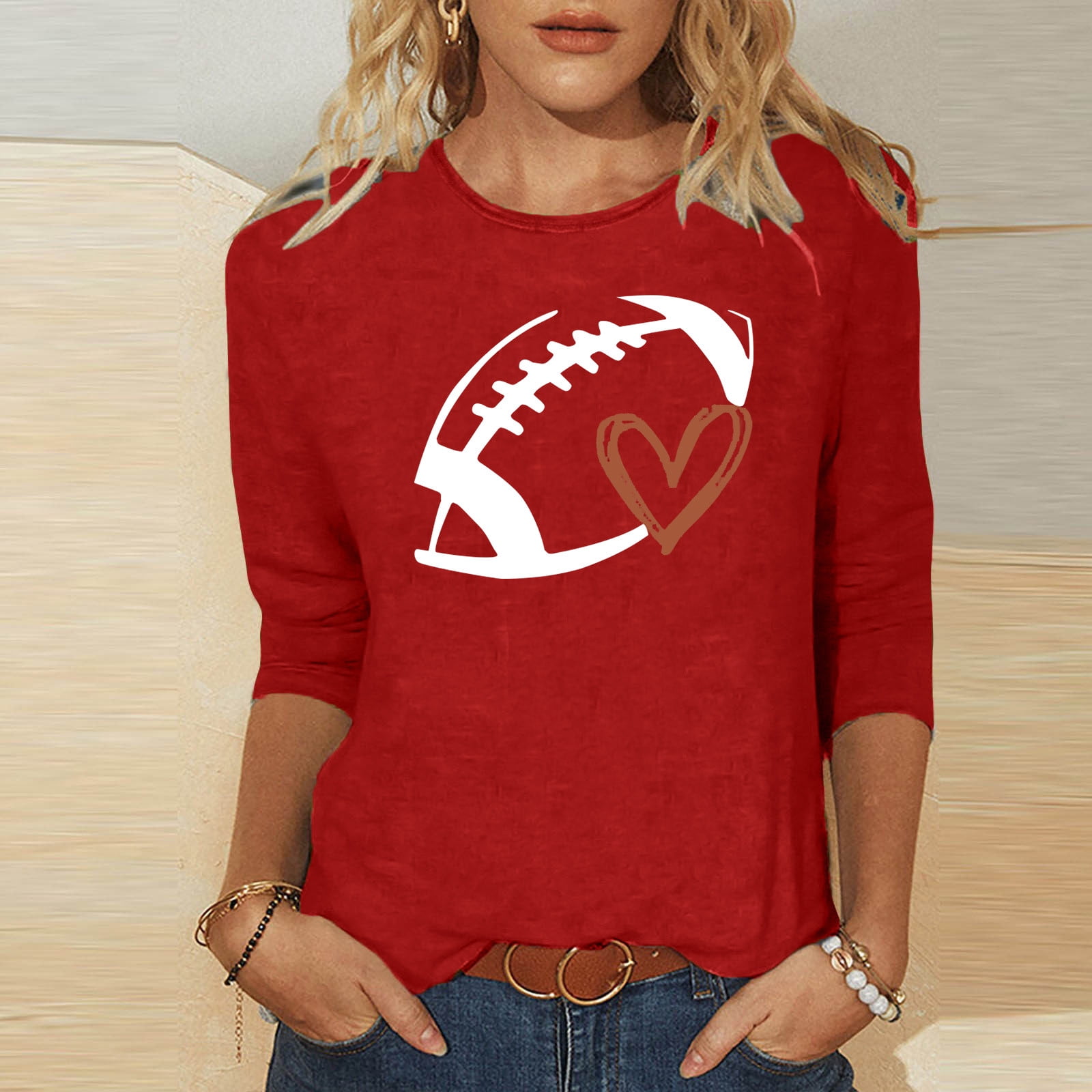 Lastesso Game Day Outfits for Women 3/4 Sleeves Football Shirt Baseball ...