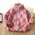thumbnail image 1 of Lastesso Girls Fleece Jacket Long Sleeve Plaid Zip Up Coat Warm Furry Fall Winter Outerwear Pink Size 13, 1 of 6
