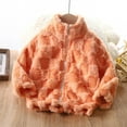 thumbnail image 1 of Lastesso Girls Fleece Jacket Plaid Zip Up Long Sleeve Coat Warm Fall Winter Furry Outerwear Orange Size 13, 1 of 6