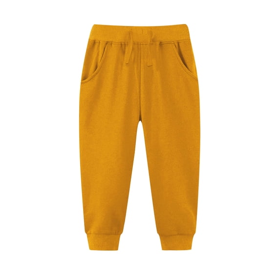 Lastesso Girls Sweatpants Elastic Waist Baggy Active Casual Joggers Pants with Pockets Yellow Size 6