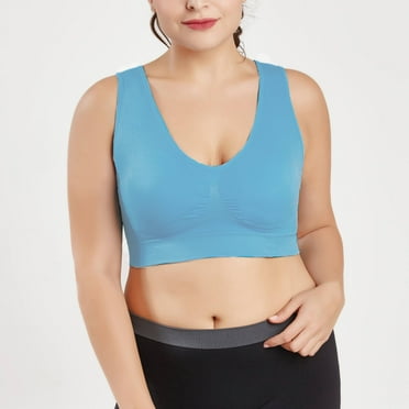 Amidoa Sports Bras for Women Pack Padded Sports Large Bra No Underwire Full Coverage Workout Crop Tops Everyday Wear Solid