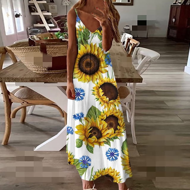 Hawaiian Beach Dress Summer Print Long Skirt Women's Dress