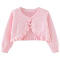 thumbnail image 1 of Lastesso Sweaters for Girls Bolero Ruffle Knit Cardigan Cropped Lightweight Shrug Sweater Outerwear Pink Size 2, 1 of 2