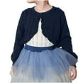 thumbnail image 1 of Lastesso Sweaters for Girls Ruffle Knit Bolero Cardigan Shrug Lightweight Cropped Sweater Outerwear Dark Blue Size 4, 1 of 9