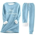 thumbnail image 1 of Amidoa Women Fleece Pj Sets Print Long Sleeve Tops & Pajama Pants Winter Warm Plush Homewear 2 Piece Lounge Set, 1 of 4