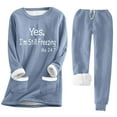 thumbnail image 1 of Lastesso Women Fleece Pj Sets Print Long Sleeve Tops & Pajama Pants Winter Warm Plush Homewear 2 Piece Lounge Set, 1 of 4
